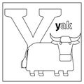 Yak, letter Y coloring page Royalty Free Stock Photo