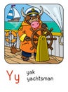 Yak yachtsman. Animals profession ABC. Alphabet Y Royalty Free Stock Photo