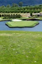 YAKIMA, WA/USA Ã¢â¬â JUNE 5, 2021: signature hole #17 at Apple Tree Golf Course on a sunny summer day