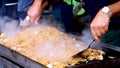 Yakisoba. The egg noodles are fried with various vegetables. Japanese street food. Tokyo, Japan.