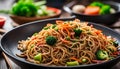 yakisoba noodles stir-fried with vegetable