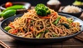 yakisoba noodles stir-fried with vegetable