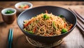 yakisoba noodles stir-fried with vegetable