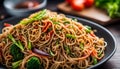 yakisoba noodles stir-fried with vegetable