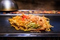 Yakisoba the popular Japanese hot pan fried noodle, selected focus. Royalty Free Stock Photo