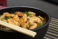 Traditional chicken yakisoba. Yakisoba, Stir-fried noodles with shrimps and vegetables