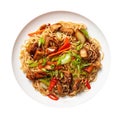 Yakisoba On White Plate On A White Background Royalty Free Stock Photo