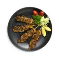 Yakitori Grilled Chicken with Black Peppers Skewers Japanese Food fusion style Royalty Free Stock Photo