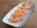 Yakitori: Japanese skewered prawns/ shrimps