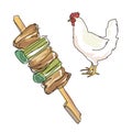 Grilled skewered chicken and Chicken image