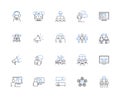 Yakking individuals line icons collection. Chatty, Talkative, Conversational, Social, Gossipy, Chattering, Loquacious