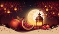 Yalda night pomegranate festival ramadan background with starry sky and lantern light