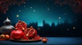 Yalda night pomegranate festival ramadan panoramic background with copy space