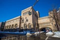 Yale university buildings in winter after snow storm Linus Royalty Free Stock Photo