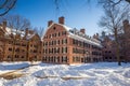 Yale university buildings in winter after snow storm Linus Royalty Free Stock Photo