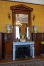 An old large mirror with a fireplace in the State Office of Nicholas II, 09/04/2019, Yalta, Crimea