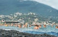 Yalta, Crimea, Seaside beach. People bathe in the sea