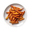 Yam Fries On White Plate, On White Background