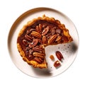 Yam And Pecan Pie On White Plate, On White Background Royalty Free Stock Photo