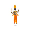 Yama Indian God cartoon character vector Illustration on a white background