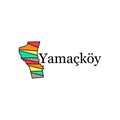 Yamackoy Map. State and district map of Yamackoy Turkey. Detailed map of city administrative area. Royalty free vector