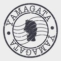 Yamagata, Japan Stamp Postal. A Map Silhouette Seal. Passport Round Design. Vector Icon Design Retro Travel.
