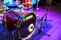 yamaha drum kit. set of drums, cymbals and other percussion instruments on stage