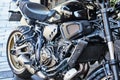 Yamaha motorcycle engine close-up, all engine parts are visible.