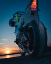 Yamaha R6 superbike day and night plus sunset and cyberpunk style Royalty Free Stock Photo