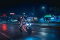 Yamaha R6 superbike day and night plus sunset and cyberpunk style Royalty Free Stock Photo