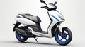 Dynamic Energy: A Graceful White And Blue Scooter In Photorealistic Rendering