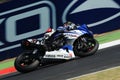 Yamaha YZF R1 of Yamaha World Superbike Team, driven by Marco Melandri in action during the Superbike Practice in Imola Circuit Royalty Free Stock Photo