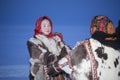 Yamalo-Nenets Autonomous Okrug, extreme north, Nenets family in the national winter clothes of the northern inhabitants of the