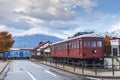 Yamanashi, JAPAN - 21 NOV. 2016, fuji mountain at Kawaguchiko Station, Yamanashi, Japan. the sacred mountain of Fuji and