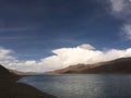 Yamdrok Lake during Cloudy day in Tibet in China.