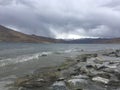 Yamdrok Lake during Cloudy day in Tibet in China.