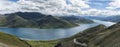 Yamdrok Lake seen from the Kamba La pass. Tibet`s Sacred Yamdrok Tso Lake Yamzho Yumco in Tibetan, Shannan Prefecture, Tibet, Ch Royalty Free Stock Photo