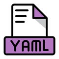 Yaml file icon colorful style design. document format text file icons, Extension, type data, vector illustration