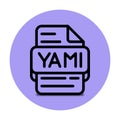 Yaml file type icon. files and document format extension. with an outline style design and purple background