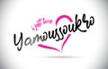 Yamoussoukro I Just Love Word Text with Handwritten Font and Pink Heart Shape