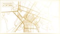 Yamoussoukro Ivory Coast City Map in Retro Style in Golden Color. Outline Map