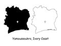 Yamoussoukro Ivory Coast. Detailed Country Map with Location Pin on Capital City.