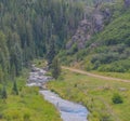 The Yampa River is fead from the Stagecoach Gravity Dam. It is a great River for Fisherman. Yampa, Colorado Royalty Free Stock Photo