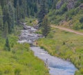 The Yampa River is fead from the Stagecoach Gravity Dam. It is a great River for Fisherman. Yampa, Colorado Royalty Free Stock Photo