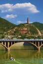 Yanan tower and rainbow bridge Royalty Free Stock Photo