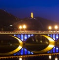 Yanan tower rainbow bridge night Royalty Free Stock Photo