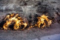 Yanar dag, burning ground (natural gas fire) on the Absheron Peninsula near Baku, Azerbaijan Royalty Free Stock Photo