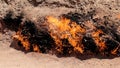 Natural Gas Fire on Mountainside, Yanar Dag in Baku Azerbaijan. Royalty Free Stock Photo
