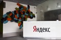 Yandex name at reception in Yandex office Royalty Free Stock Photo