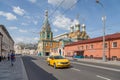 Yandex taxi in Moscow street during summer season